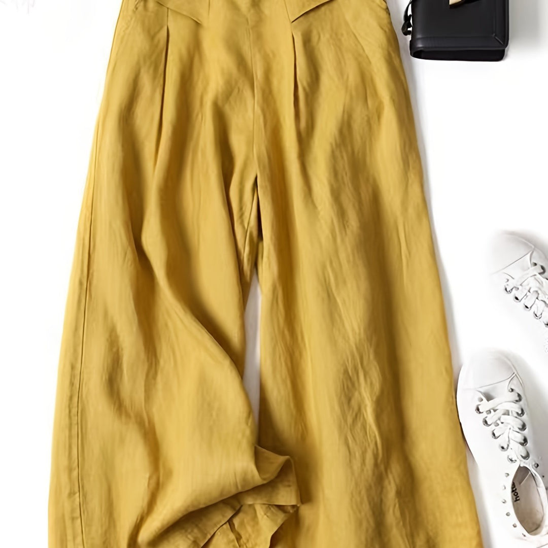 Linen Wide-Leg Ankle Pants