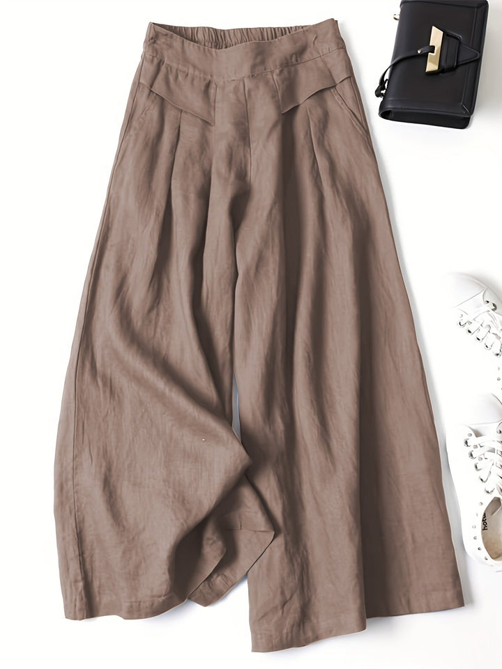 Linen Wide-Leg Ankle Pants