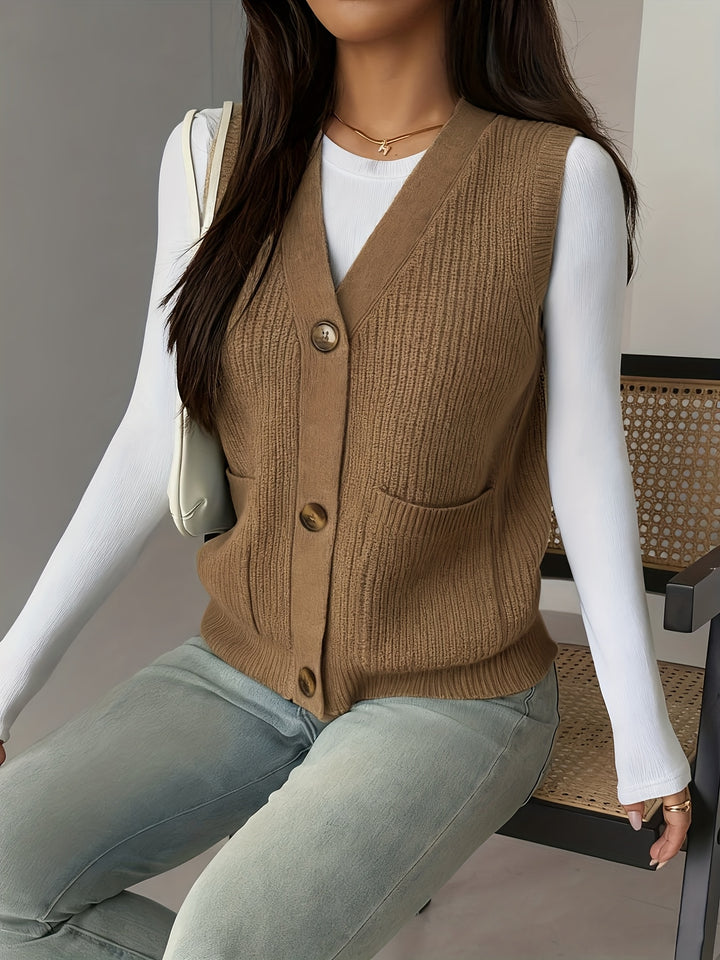 Sienna | Button-Front Sleeveless Vest