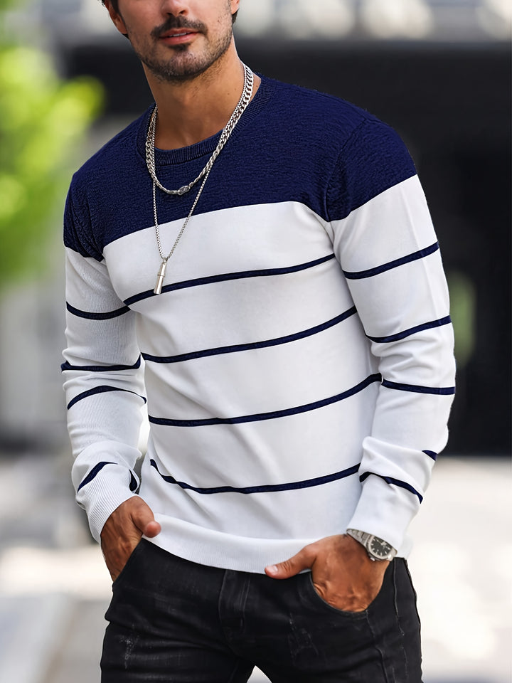 Declan | Colour-Block Striped Crew Neck Sweater