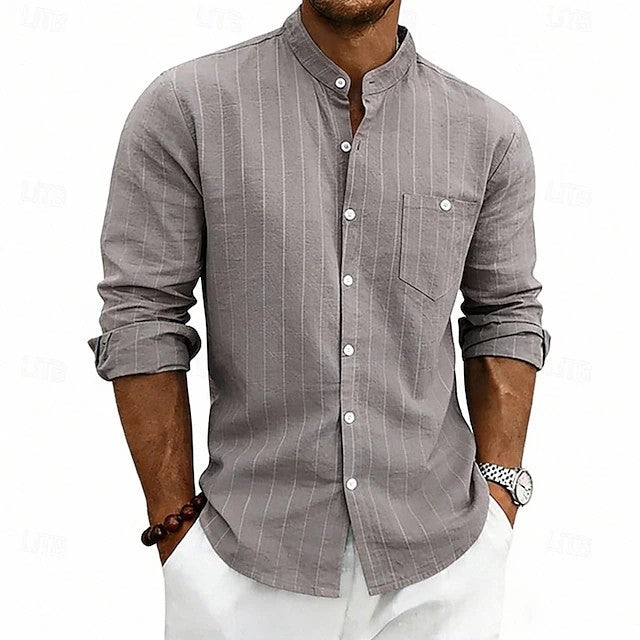 Julian | Textured Band Collar Shirt
