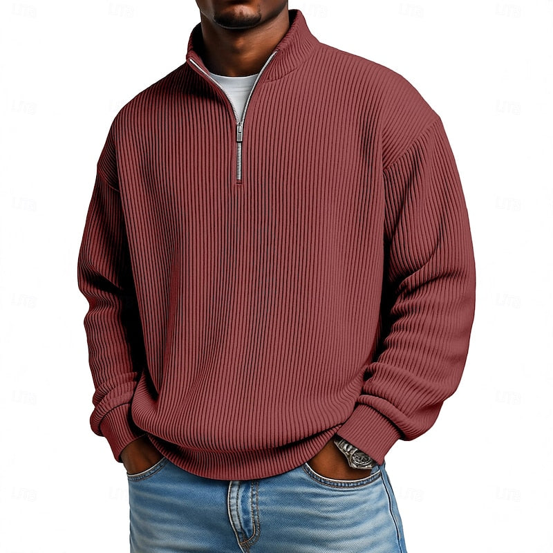 Gareth | Ribbed Quarter-Zip Pullover