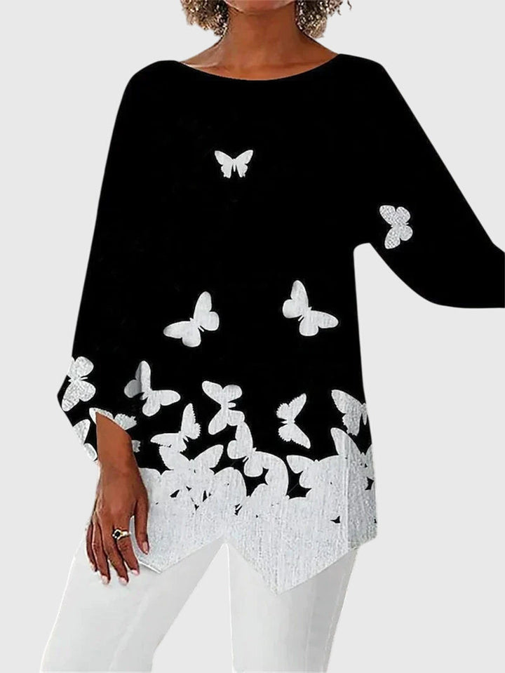 Serena | Shimmering Butterfly Long-Sleeve Top