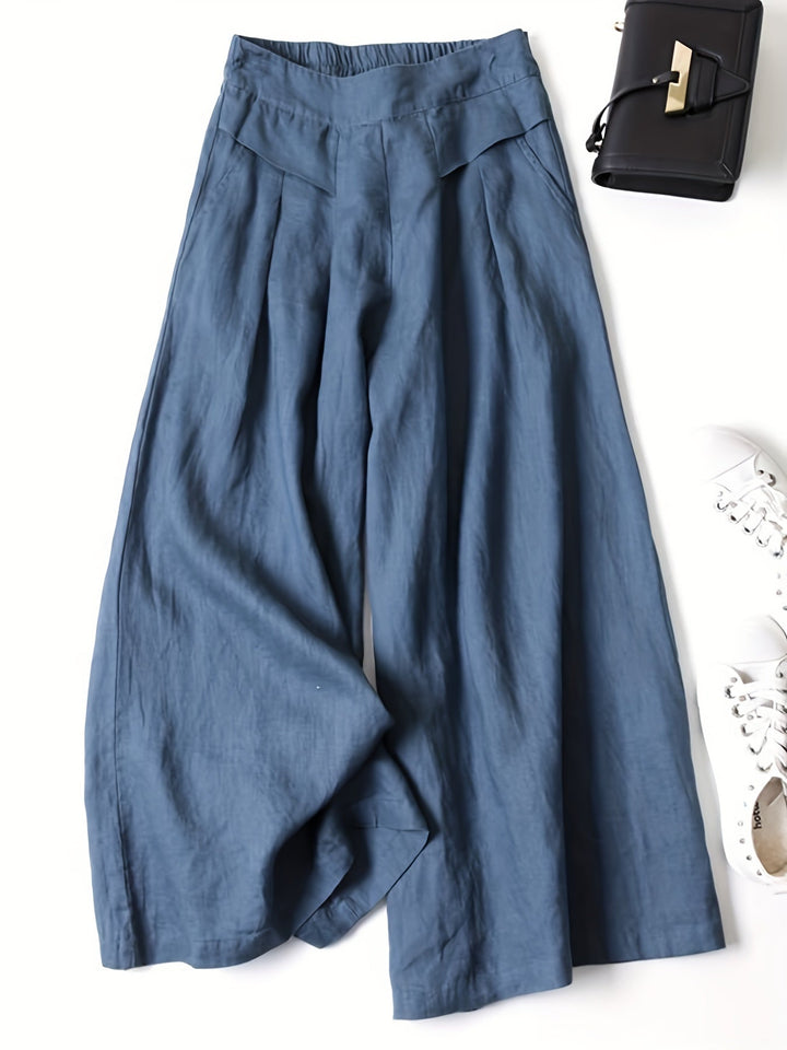 Linen Wide-Leg Ankle Pants