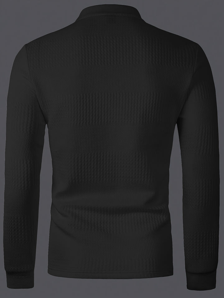 Reid | Textured Long Sleeve Polo Shirt