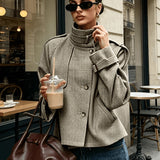 Penelope | Houndstooth Stand-Collar Cropped Coat