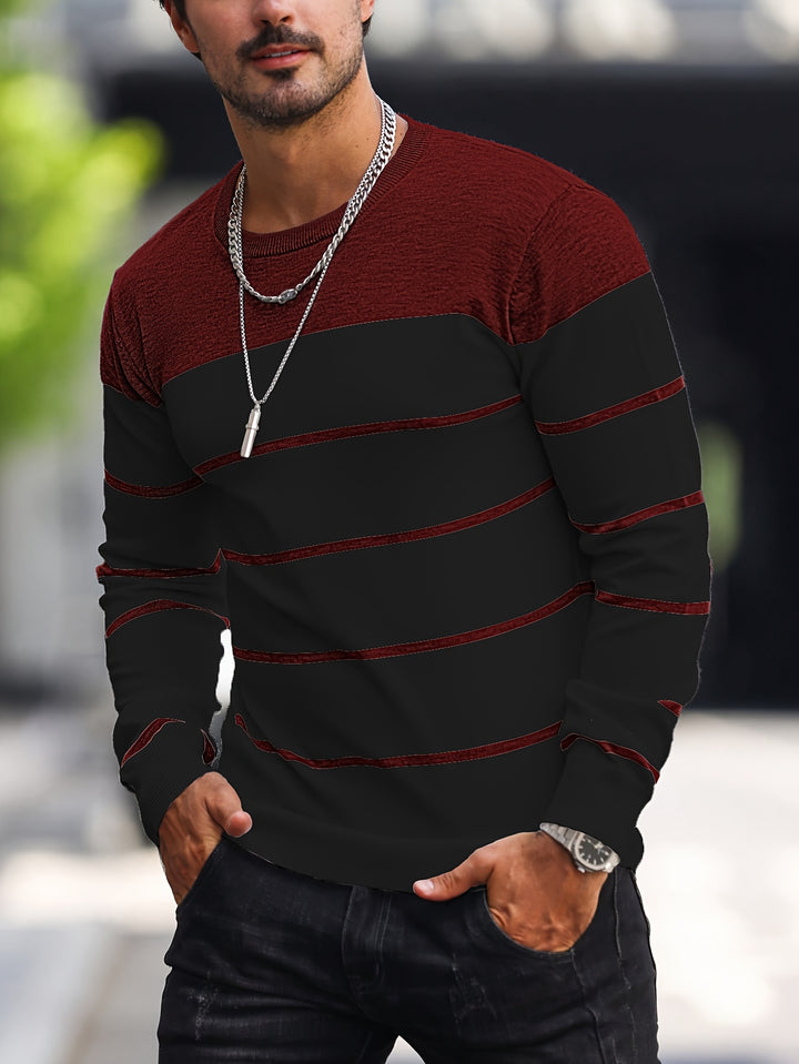 Declan | Colour-Block Striped Crew Neck Sweater
