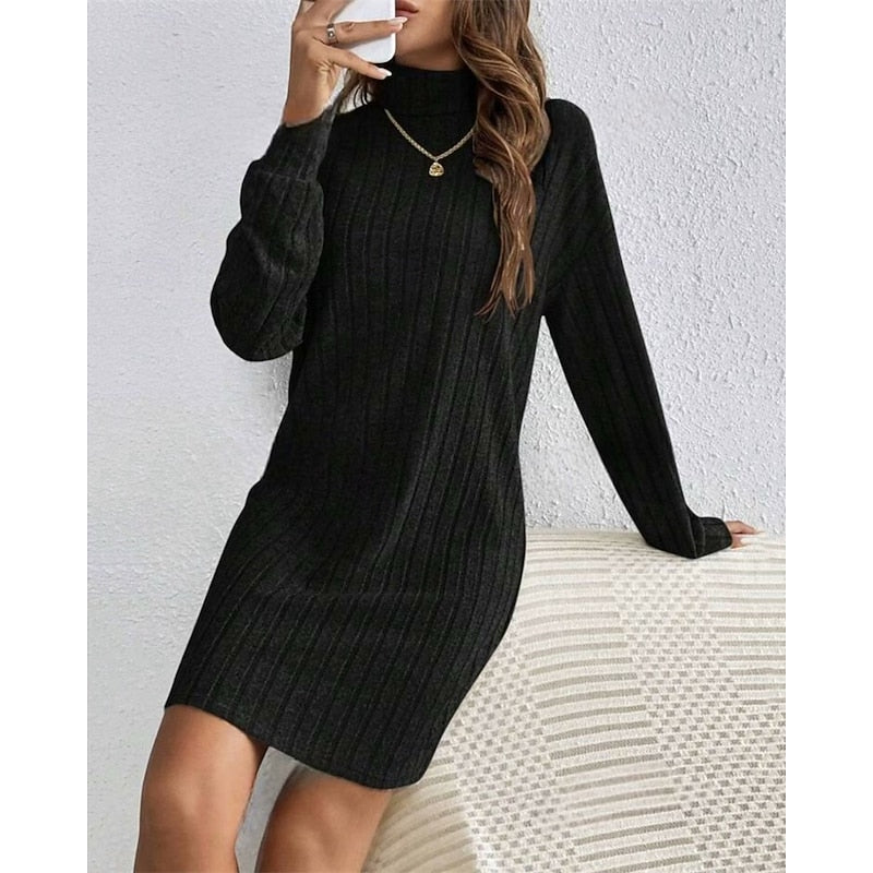 Bianca | Ribbed High-Neck Sweater Dress