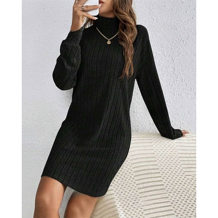 Bianca | Ribbed High-Neck Sweater Dress