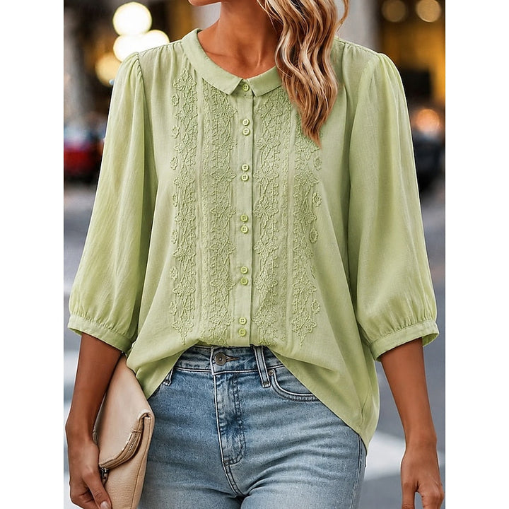 Katherine | Embroidered Peter Pan Collar Blouse
