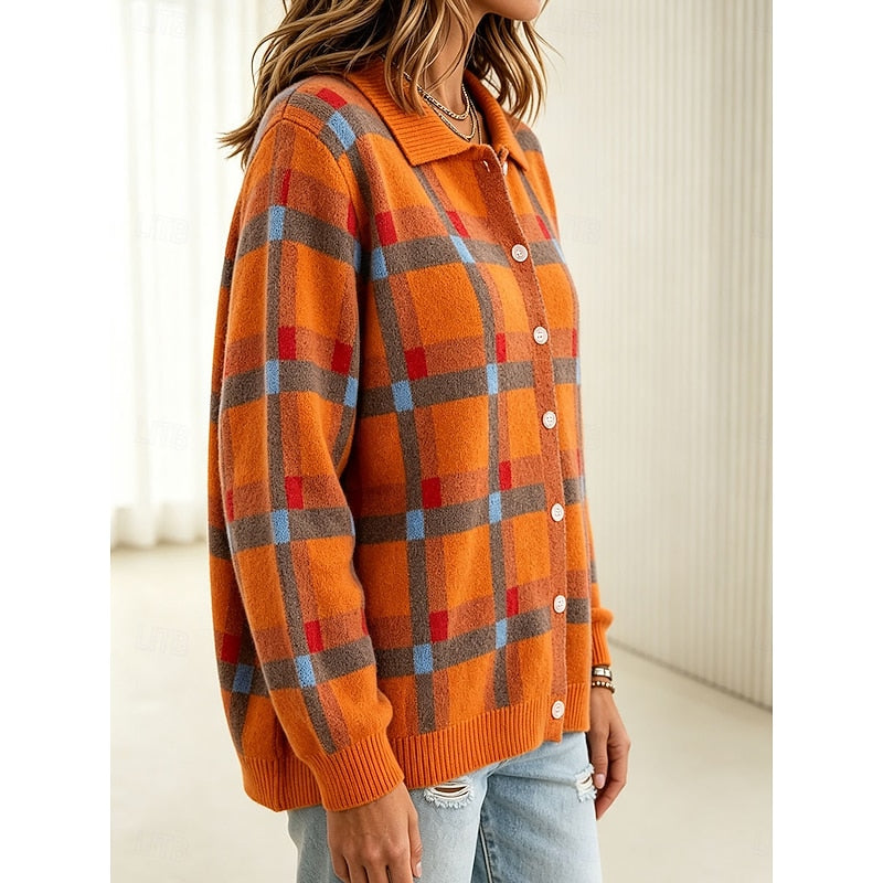 Gemma | Checked Button-Front Cardigan