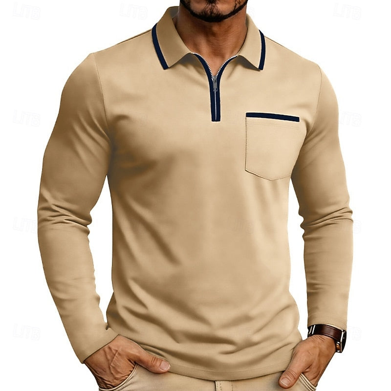 Sheldon | Quarter-Zip Long Sleeve Polo Shirt