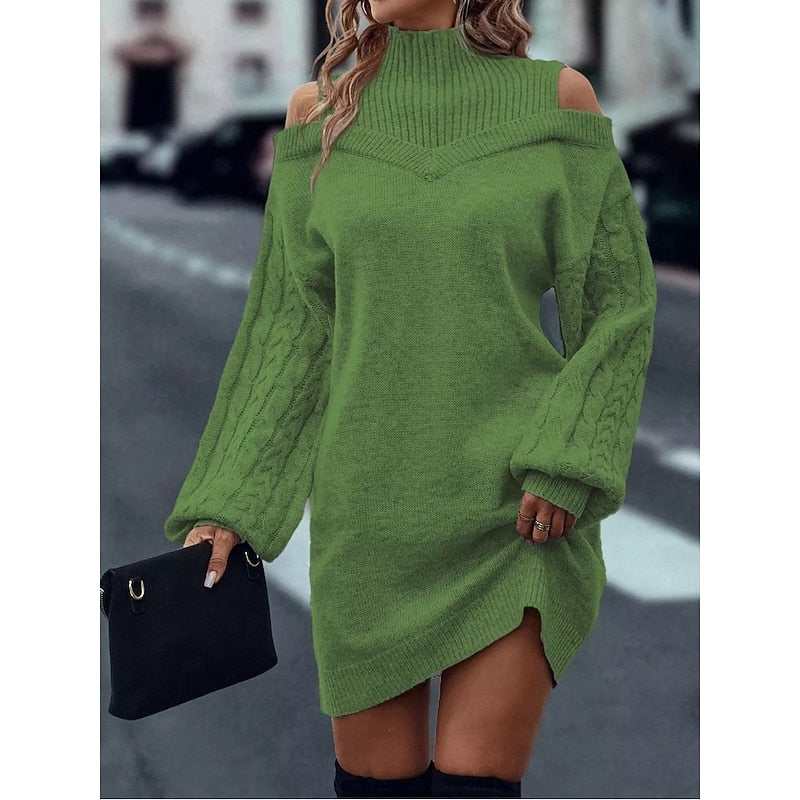 Thalia | Cold-Shoulder Turtleneck Sweater Dress