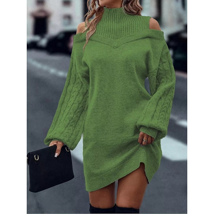 Thalia | Cold-Shoulder Turtleneck Sweater Dress