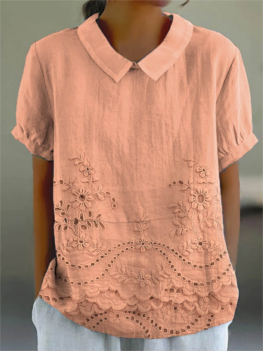 Holly | Elegant Floral Embroidered Shirt