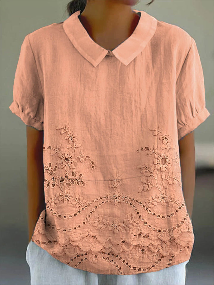 Holly | Elegant Floral Embroidered Shirt