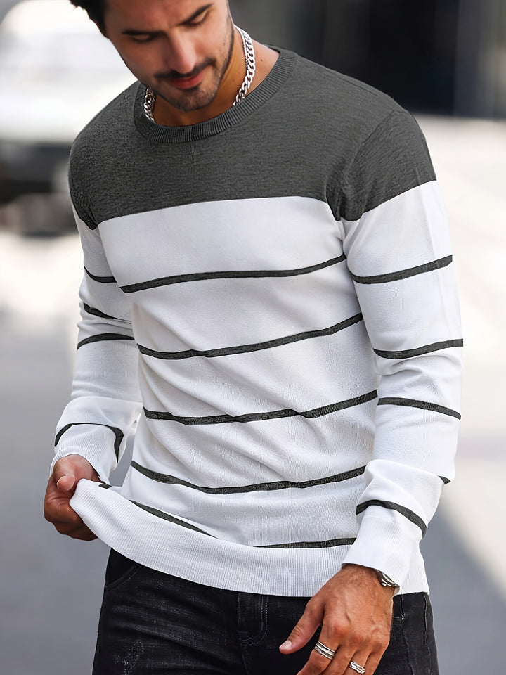 Declan | Colour-Block Striped Crew Neck Sweater