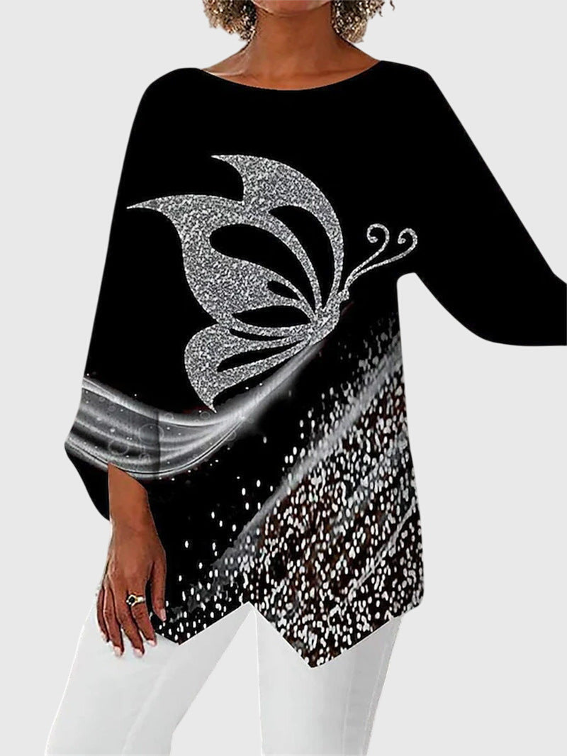 Serena | Shimmering Butterfly Long-Sleeve Top