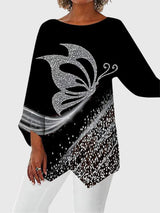 Serena | Shimmering Butterfly Long-Sleeve Top