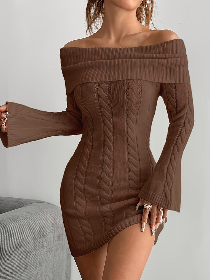 Marigold | Off-Shoulder Cable-Knit Dress