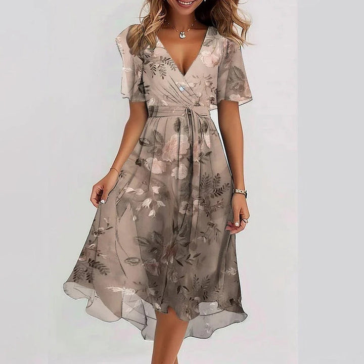 Paloma | Elegant Short Sleeve Printed Dress