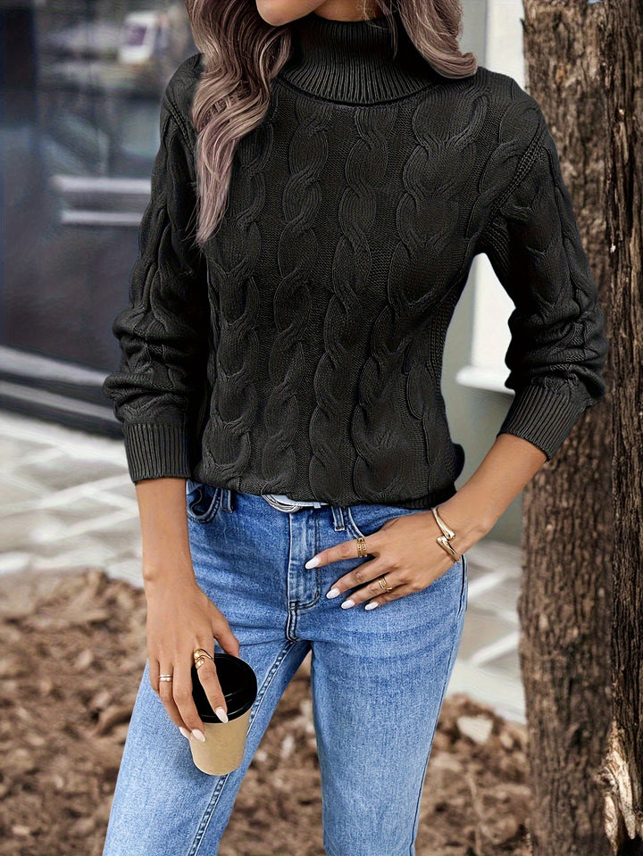 Delphina | Cable-Knit Turtleneck Sweater