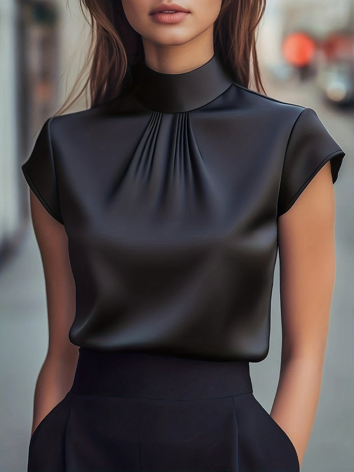 Bianca | Pleated Mock-Neck Top