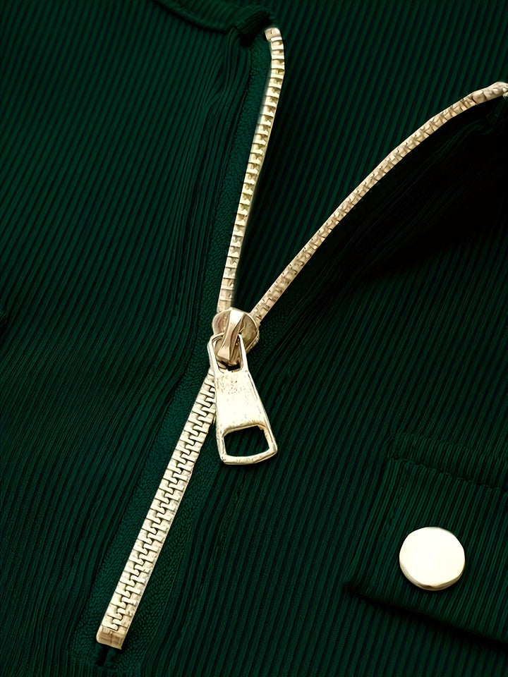 Priscilla | Ribbed Zip-Neck Top