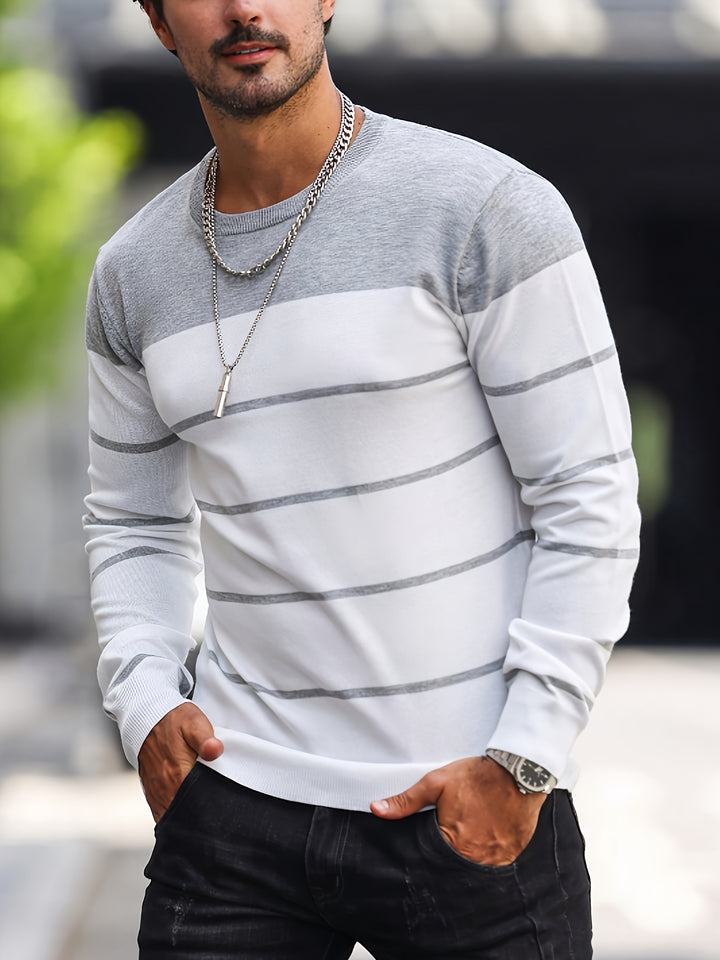 Declan | Colour-Block Striped Crew Neck Sweater