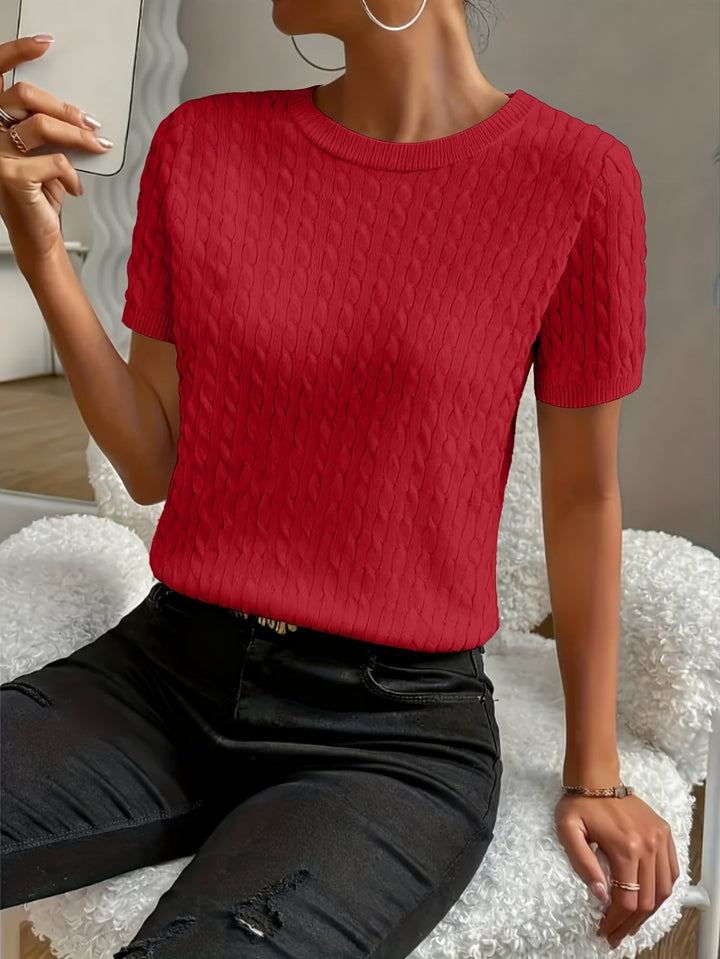 Josie | Cable-Textured Short Sleeve Top