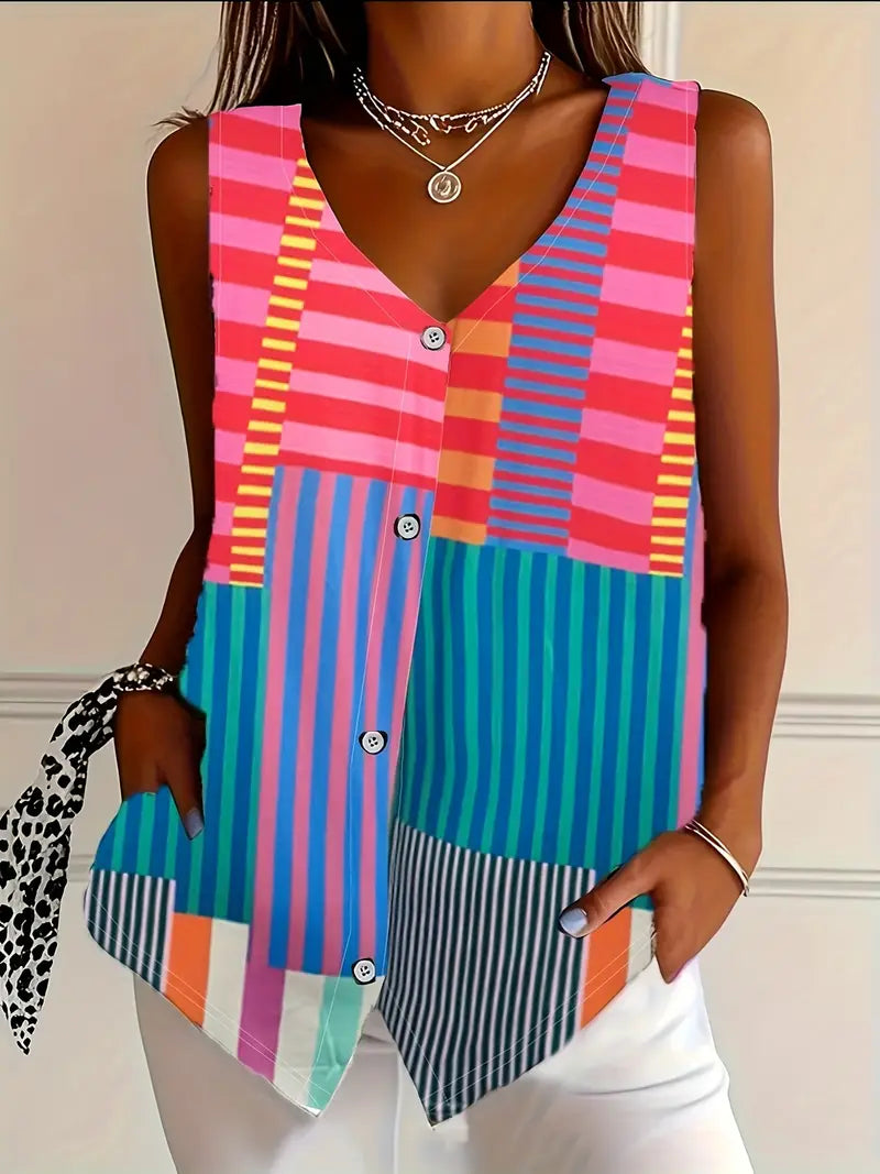 Harriet | Sleeveless Button-Front Blouse
