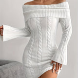 Marigold | Off-Shoulder Cable-Knit Dress