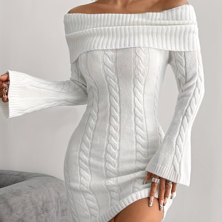 Marigold | Off-Shoulder Cable-Knit Dress