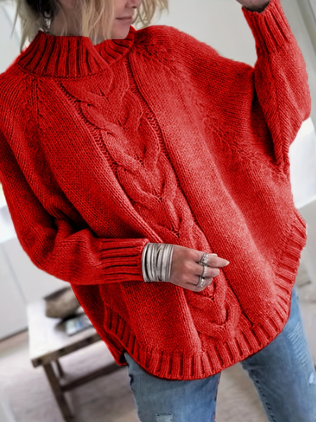Maisie | Cable-Knit High-Neck Sweater