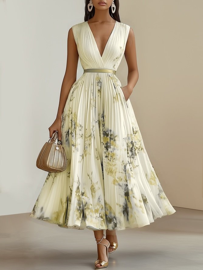 Livia | Elegant Sleeveless Long V-Neck Dress