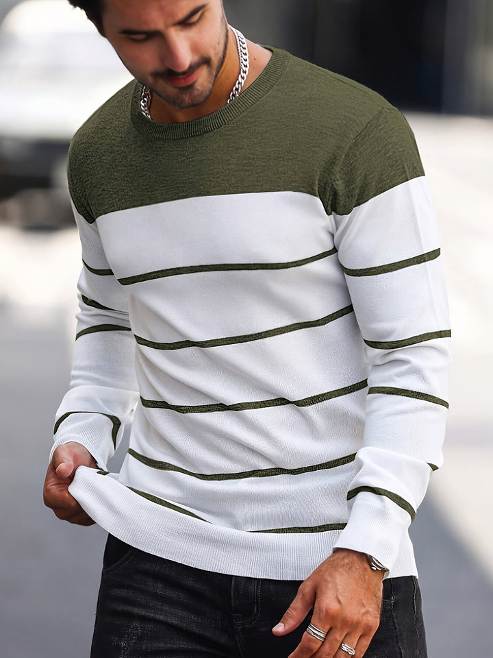 Declan | Colour-Block Striped Crew Neck Sweater