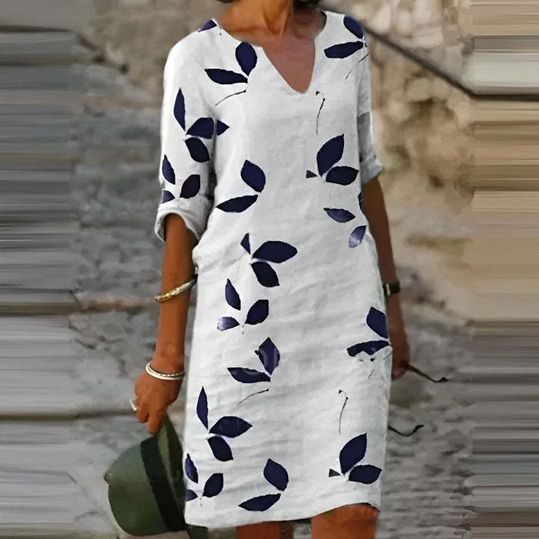 Clara | Elegant Floral V-Neck Midi Dress