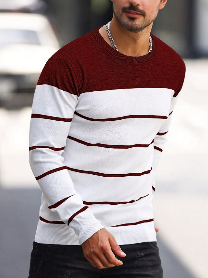 Declan | Colour-Block Striped Crew Neck Sweater