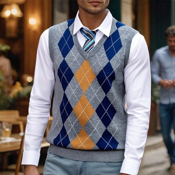 Reginald | Argyle V-Neck Sweater Vest