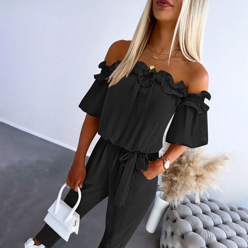 Vespera | Stylish Off Shoulder Tie-Waist Jumpsuit