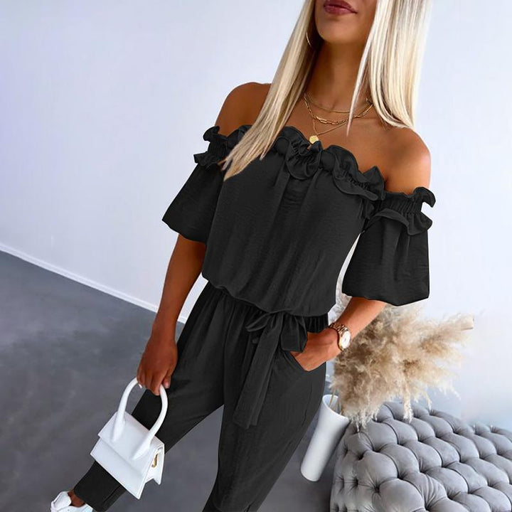 Vespera | Stylish Off Shoulder Tie-Waist Jumpsuit
