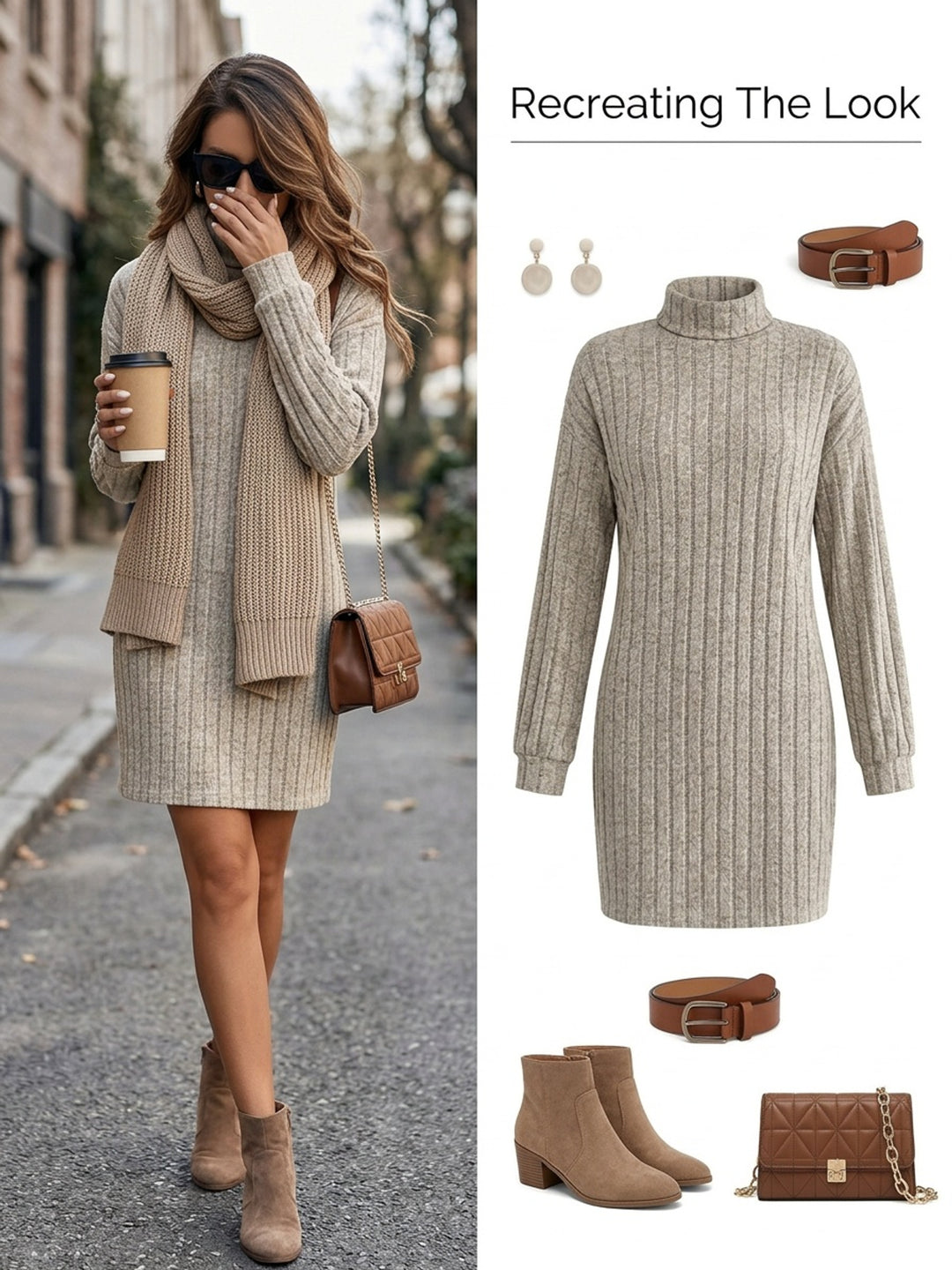 Eloise | Ribbed Turtleneck Sweater Dress