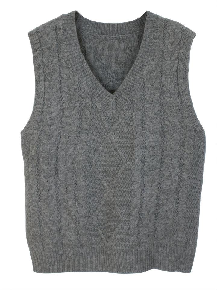 Ramona | Cable-Knit V-Neck Sweater Vest