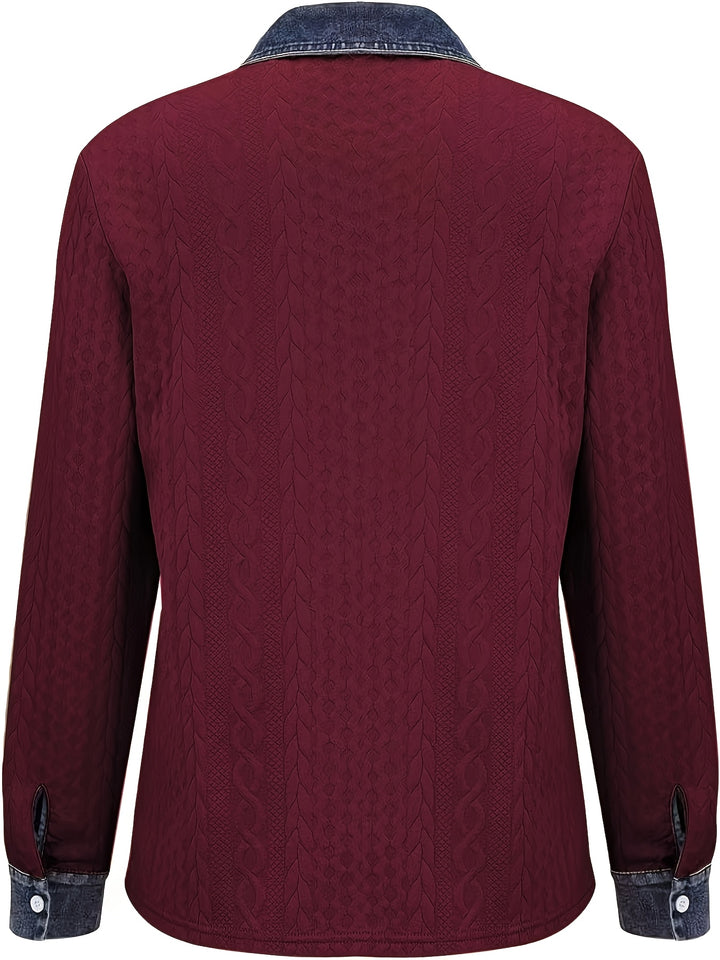 Marina | Contrast-Trim Cable-Knit Cardigan