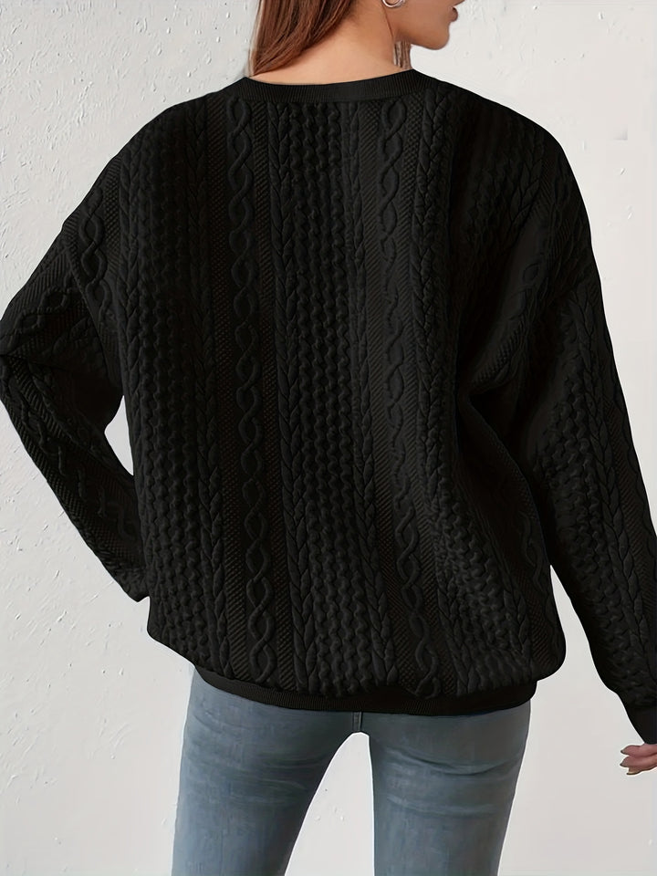 Leona | Textured Crewneck Sweatshirt