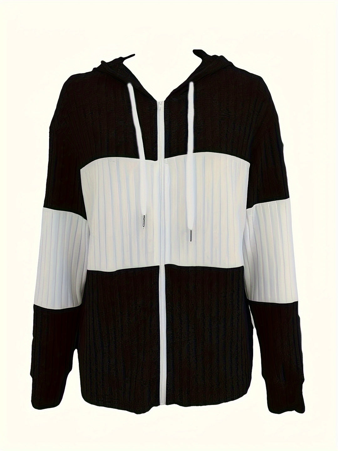 Talia | Ribbed Colour-Block Zip-Up Hoodie