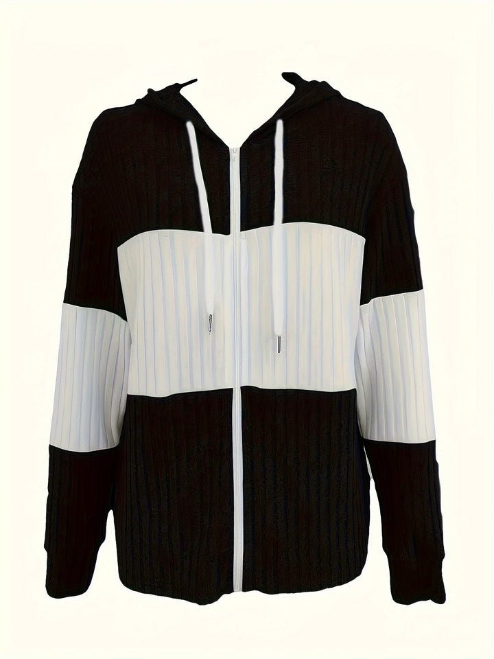 Talia | Ribbed Colour-Block Zip-Up Hoodie