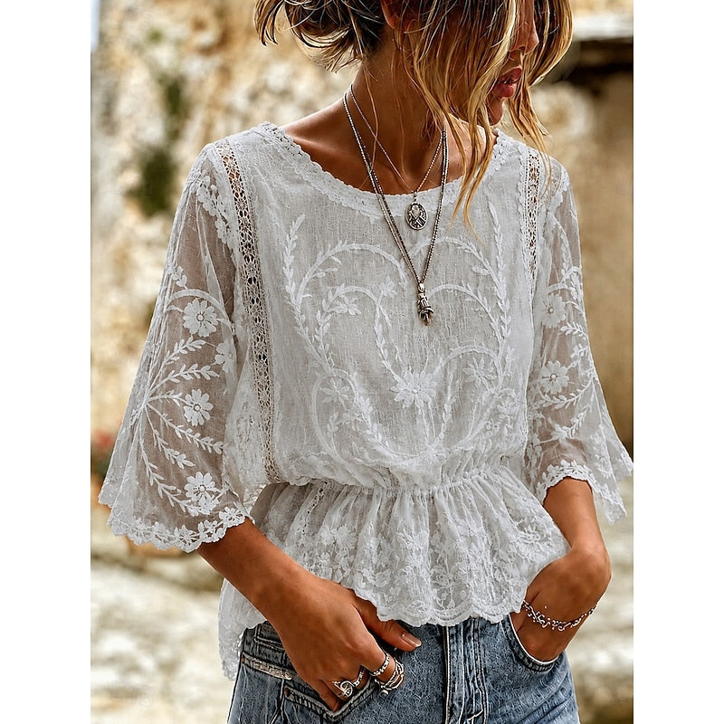Annette | Embroidered Peplum Blouse