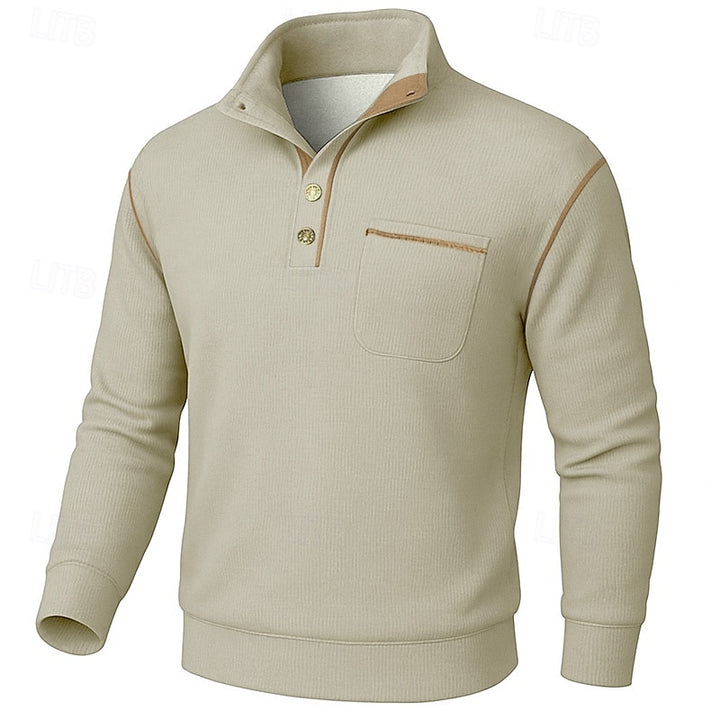 Byron | Button-Up Standing Collar Pullover