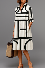 Callie | Sophisticated Pattern Midi Dress